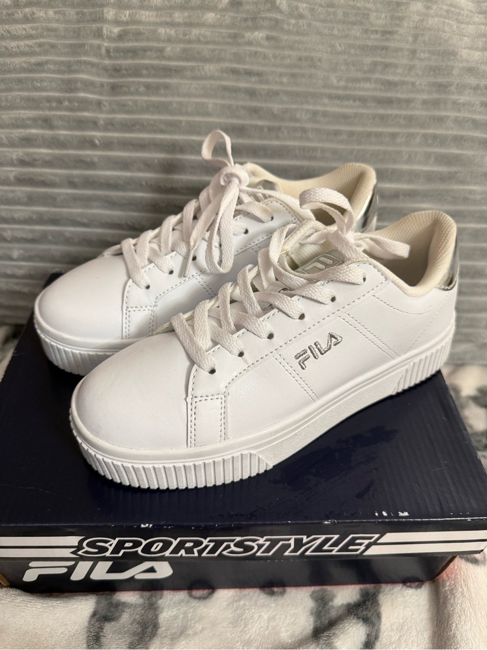 FILA White Platform Lace-Up Sneakers